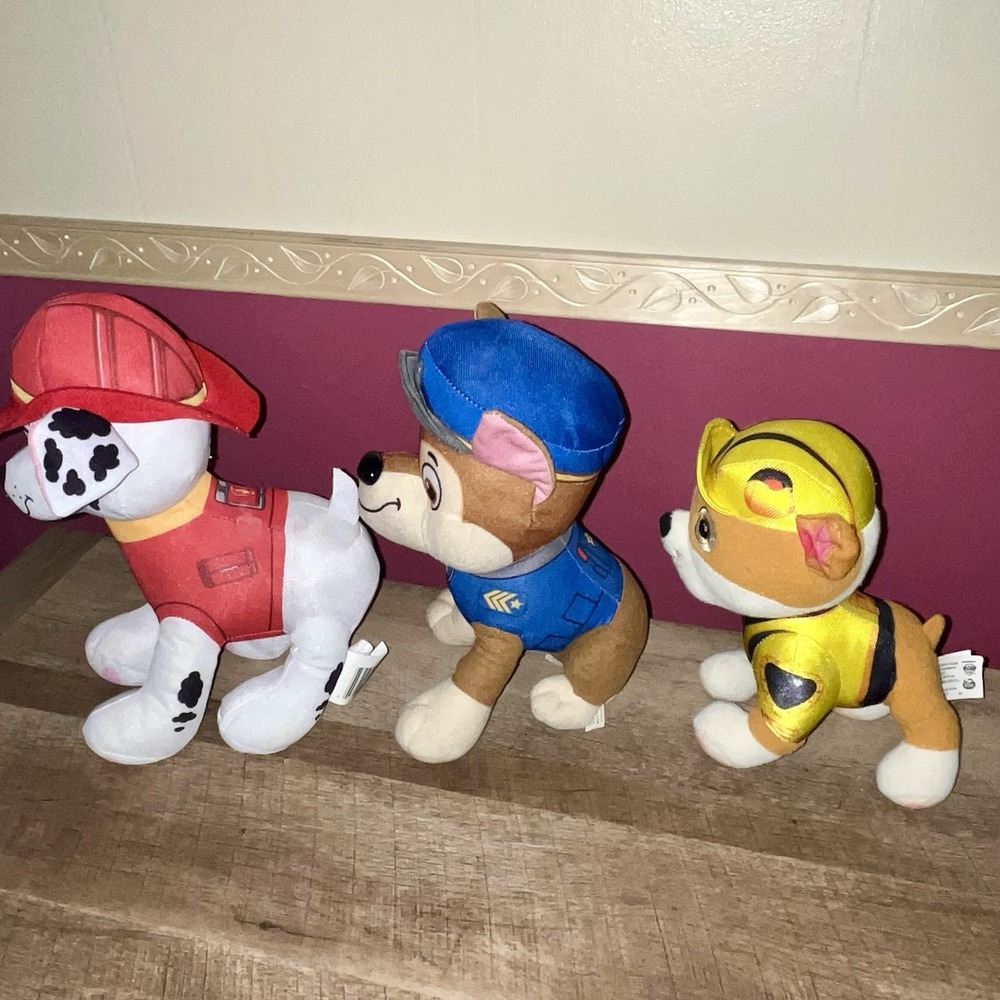 Lot Of 3 Plush Paw Patrol Marshall Chase Rubble Stuffed Animal 8-10" - Picture 6 of 16